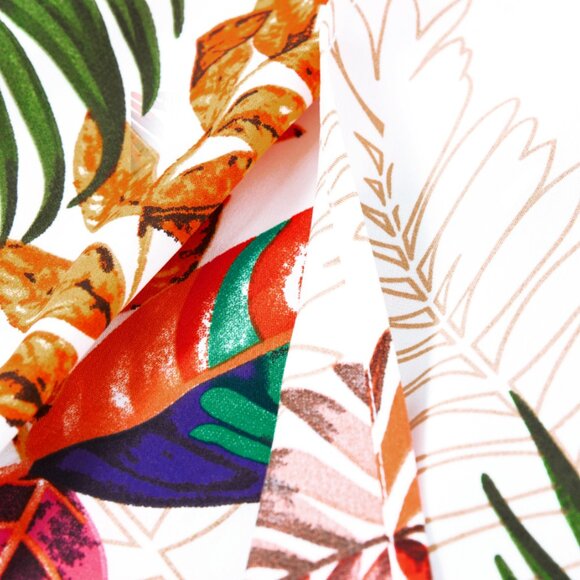 Hawaiian Tropical Leaf Print Tie‑Front Camisole Women Top & Skirt Set S, M, L, - Picture 3 of 7